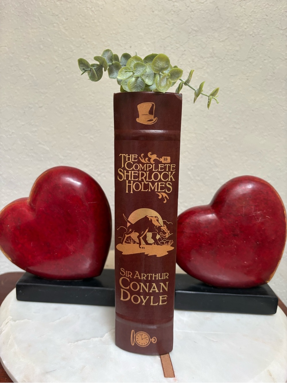 Vintage Alabaster Heart Bookends